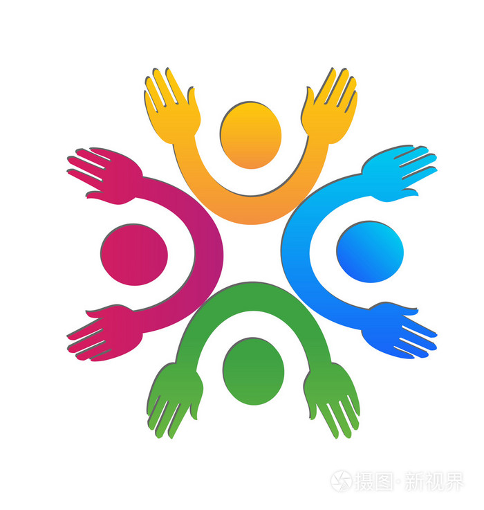 举起手来团队标志矢量