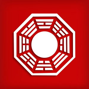 太极宇宙对红色中国的八卦符号照片