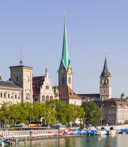 Zurich, Fraumnster, Stadthaus and St. Peter Church