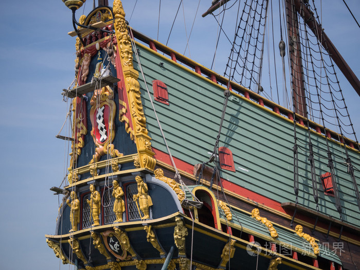 船尾的巴达维亚历史性高船