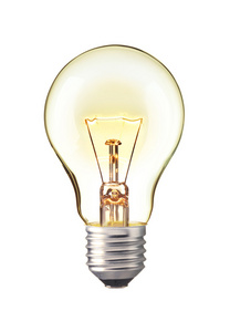 开启经典灯泡钨灯泡发光黄色灯泡是思维理念的标志和象征