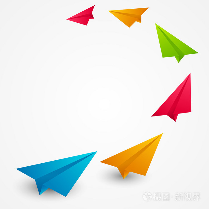 彩色纸飞机矢量图