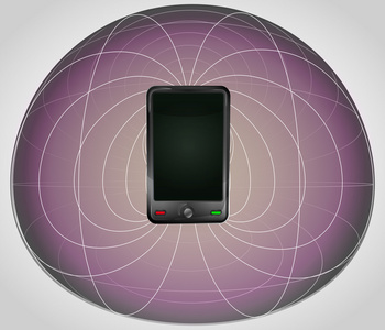 紫罗兰色矩阵单元格上中间向量中的智能手机