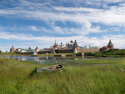 斯军旗 solovki 修道院的视图