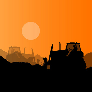 推土机和挖掘机装载机在工业建设网站 v