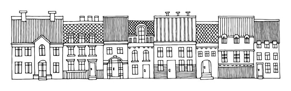 手绘巷子手绘卡通房子照片