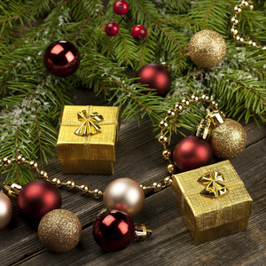 圣诞静物，礼品盒，装饰