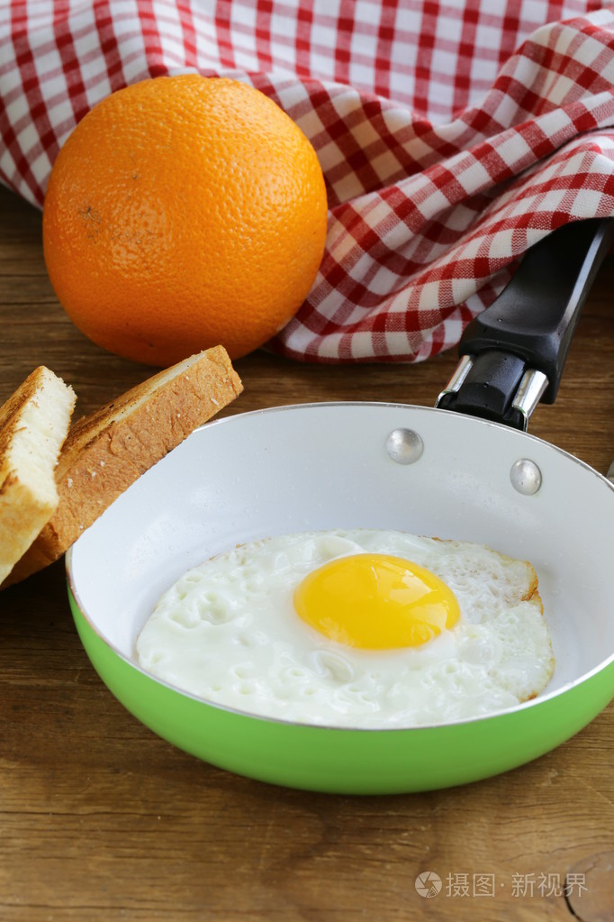 在平底锅煎的鸡蛋