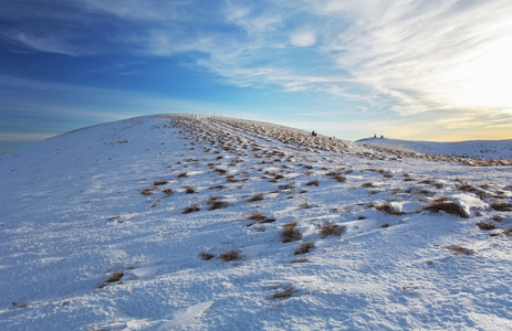 冬山景观在日落斯洛伐克fatra