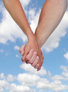 在爱中两只天鹅两只手紧握在爱中照片