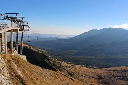 查看从 kasprowy wierch 在 tatra 山脉，波兰