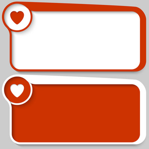 心和空标记两个红色的矢量文本框和心照片