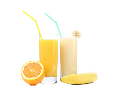 橘子和香蕉的汁液。水果
