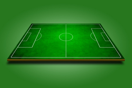 绿色的足球场，足球的三维图像