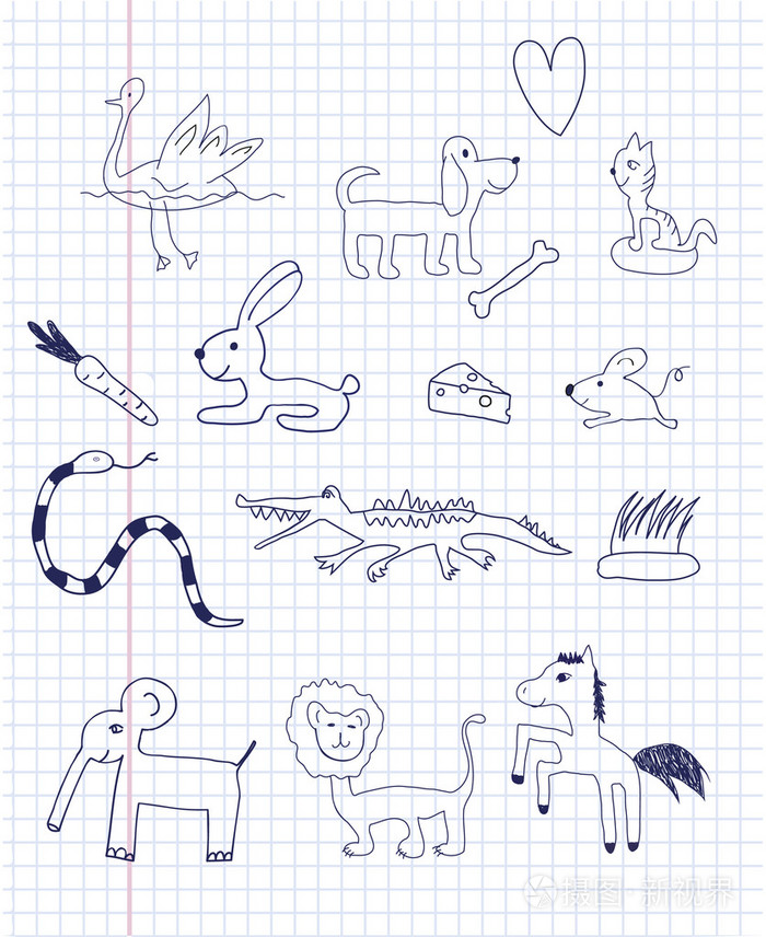 动物,涂鸦.儿童图纸插画-正版商用图片1dl654-摄图新视界
