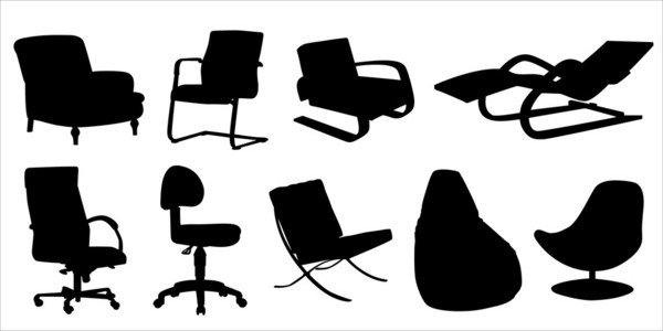 椅子和扶手椅设计剪影