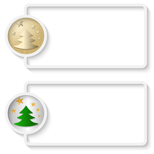 文字标题框两个白色的抽象的文字框架与一棵圣诞树照片