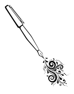 墨水笔带有彩绘的花艺设计曲线和卷发的黑人和白人大纲