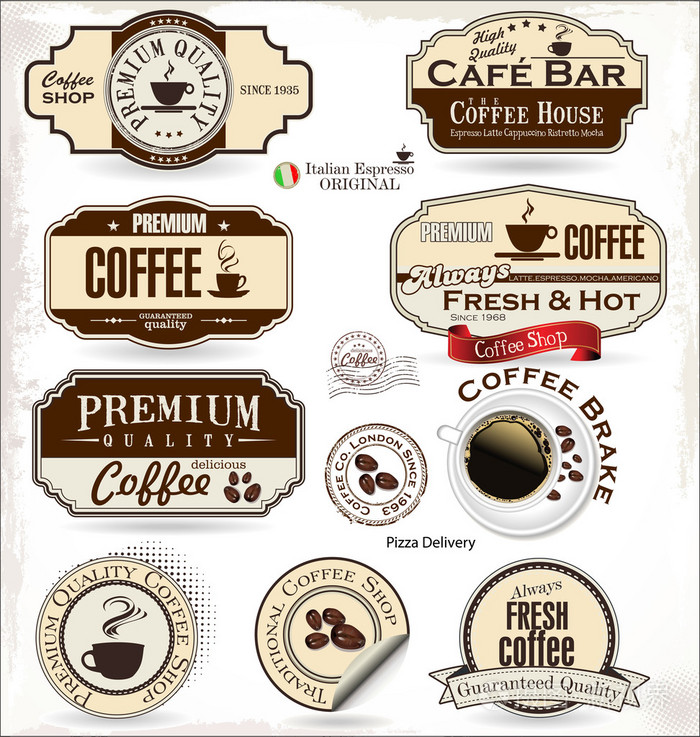 咖啡的徽章和标签