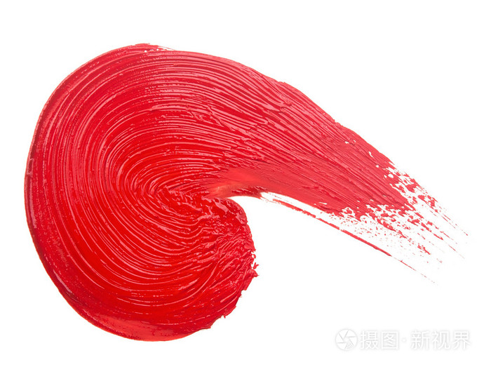红色画笔描边白色背景上孤立