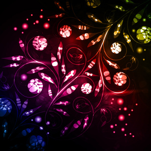 花卉背景，霓虹灯抽象