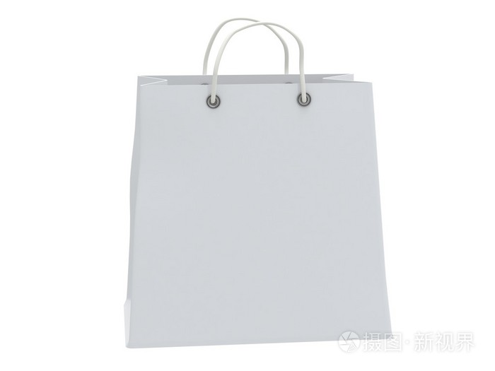 经典白色购物袋3D渲染