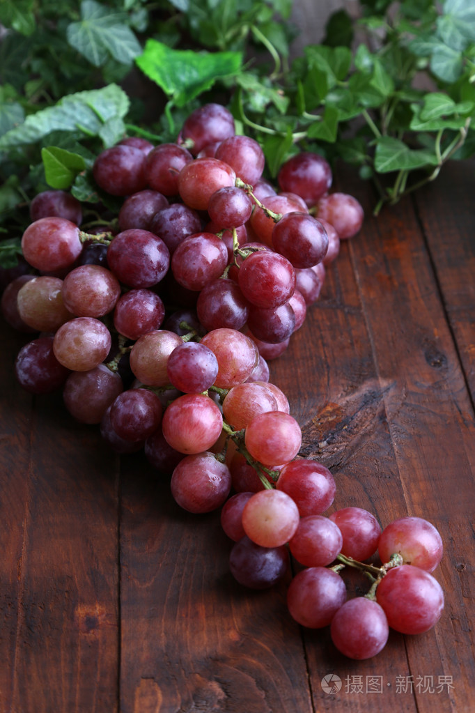 成熟的紫葡萄上木表特写