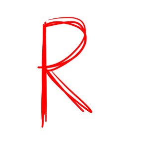 孤立的白色衬底上的红色字母 r