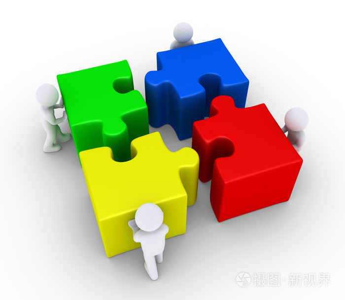 四人加入大拼图照片-正版商用图片1dmzig-摄图新视界