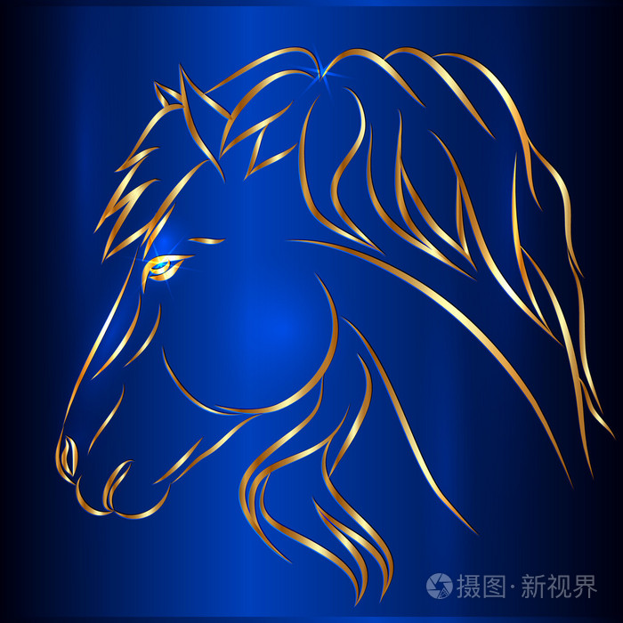 马草绘矢量卡在蓝色的背景下象征着新的一年