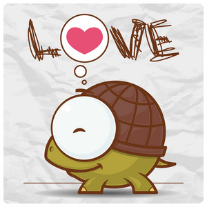 爱龟矢量卡机智可爱卡通龟字符照片