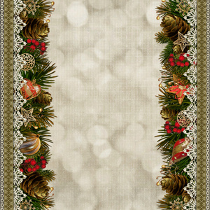 圣诞装饰用花边装饰复古背景上的边界