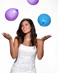 幸福的新娘，庆祝和举行派对气球