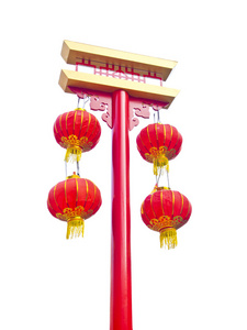 中国红灯笼挂在柱子上图片