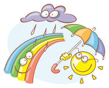 云，太阳伞与彩虹