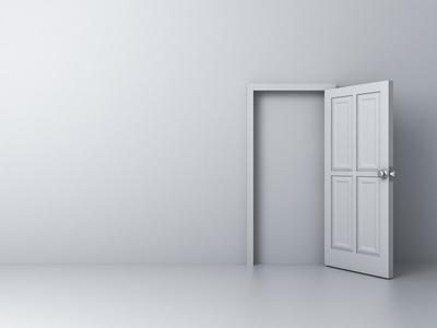 屏障阻止空的白墙,与被阻止的门照片