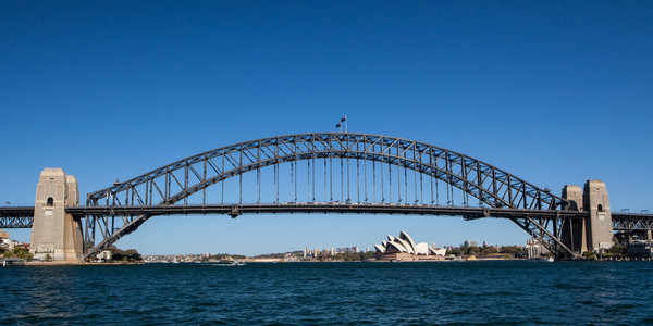 悉尼港湾大桥上晴朗的一天