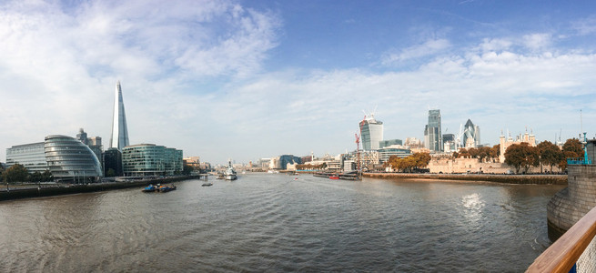 伦敦，英国。在泰晤士河畔的城市全景视图
