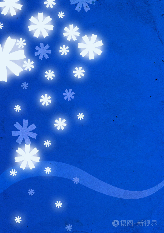 蓝色背景上的白色雪花