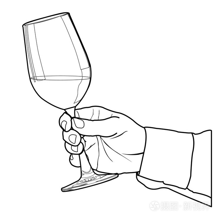 手中拿着杯酒轮廓矢量插画-正版商用图片1do72v-摄图新视界
