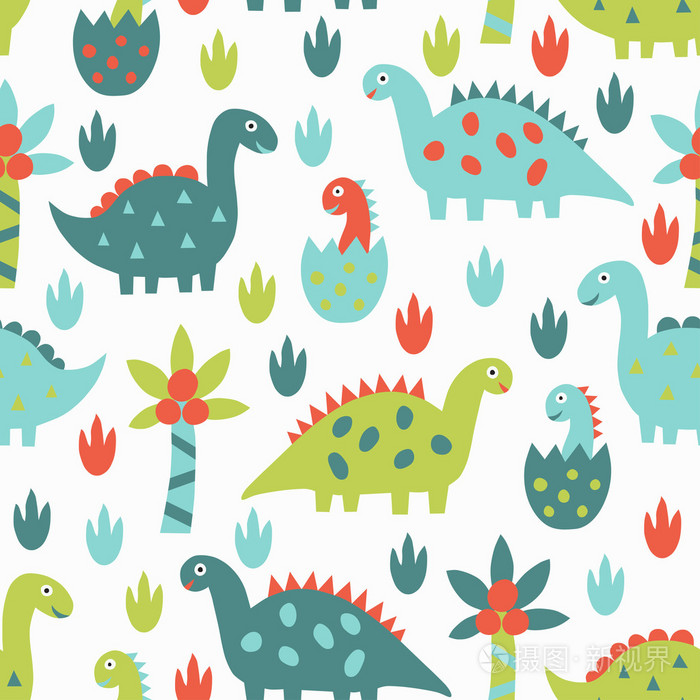 恐龙无缝背景插画-正版商用图片1doc4g-摄图新视界