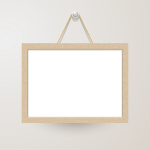 用绳子挂在钉子上的白板照片