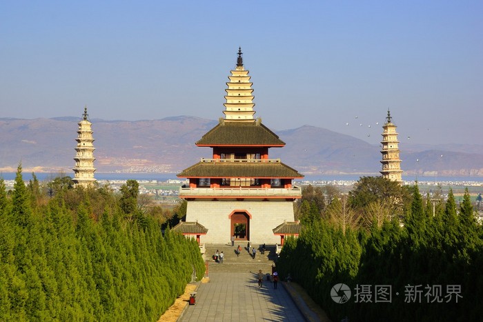 在中国云南省大理古城三佛塔