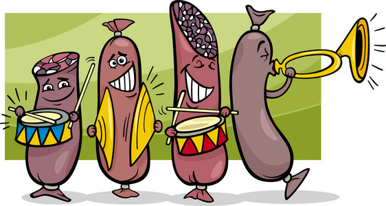 香肠带卡通插图