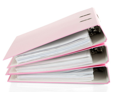 粉红色的文件夹，在白色隔离