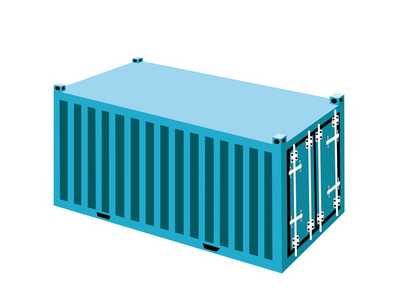 白色背景上的淡蓝色集装箱货物集装箱