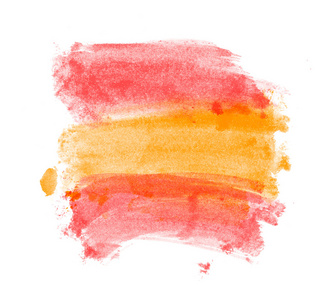 黄色和红色的手绘笔触水彩画涂抹