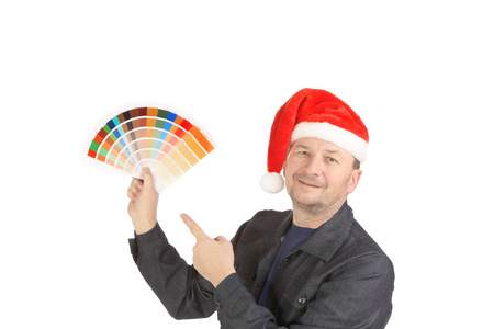在圣诞老人的帽子颜色样本中的人