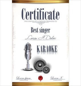 卡拉 Ok 证书模板，最好的歌手