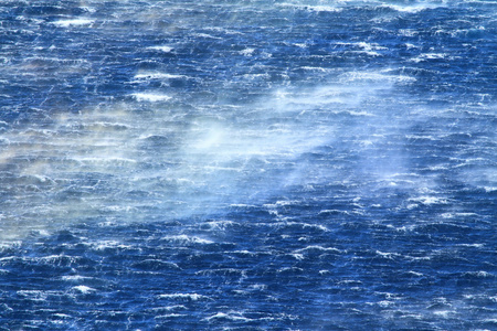 与愤怒的波浪汹涌海